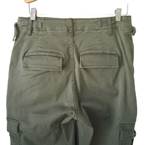 EXPRESS High Waisted Cargo Jogger Pant Size 8 Long Olive Army Green Utility - Picture 7 of 8